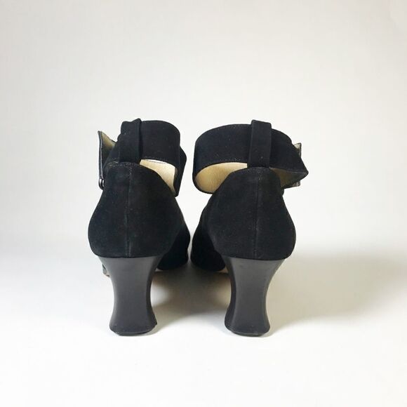 Black Suede Pumps w/Wide Ankle Strap, KC Size 8.5 - Picture 4 of 5
